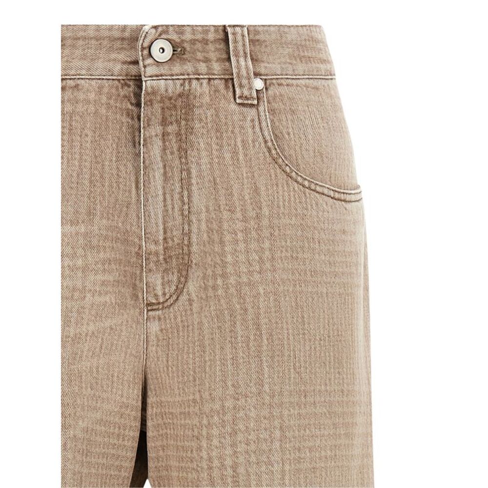 Brunello Cucinelli Beige Cotton Cropped Women's Jeans - Picture 3 of 4